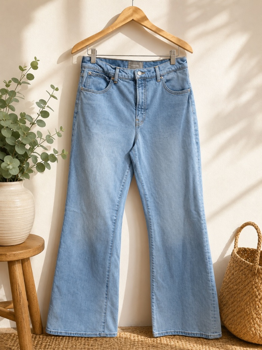 Everlane The High Rise Flare Jeans Waist 31 Light Wash Made in USA